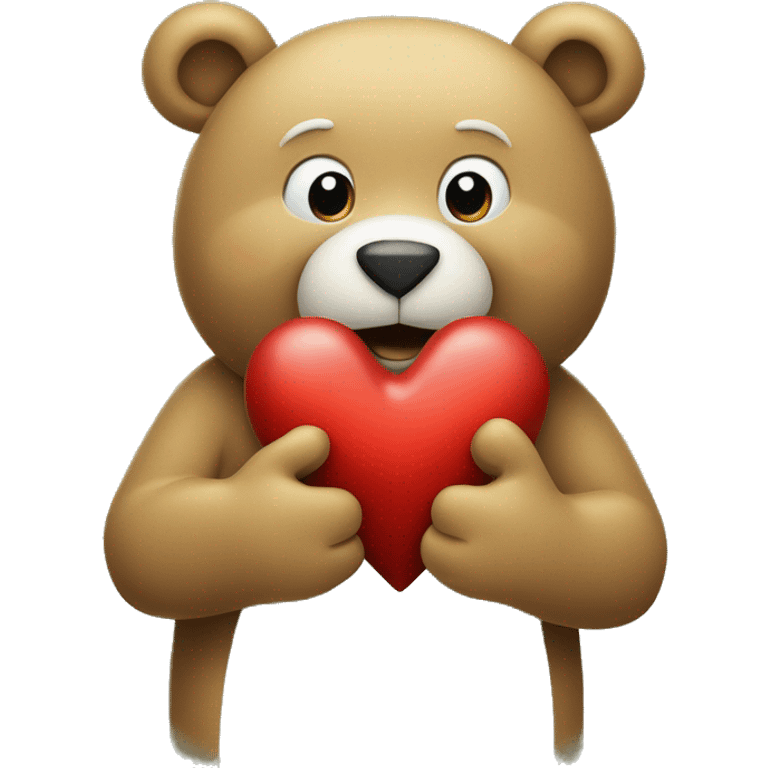 Smiling Christmas bear holding christmas heart with two hands emoji