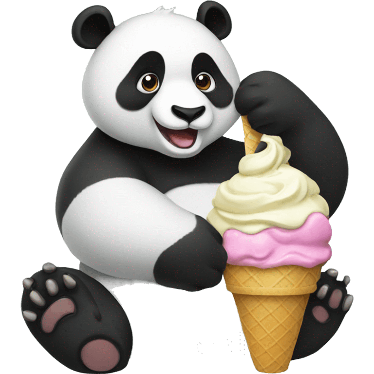 Panda eating ice cream emoji