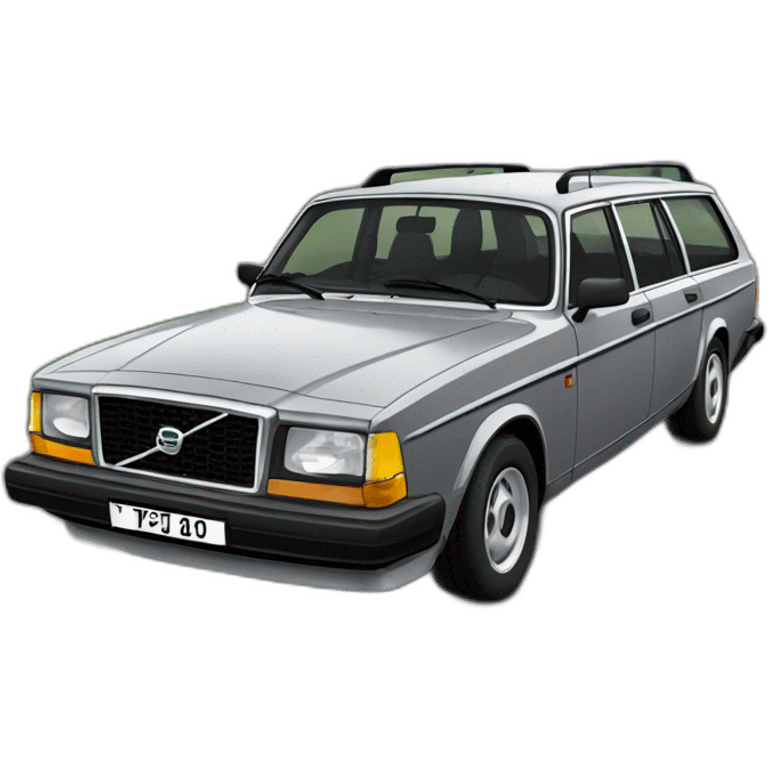 grey volvo 240 estate on a road emoji