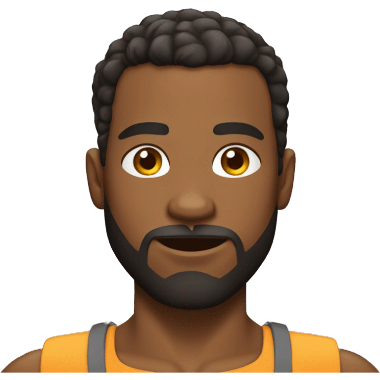 African American Guy with muscles, a beard, very short hair emoji