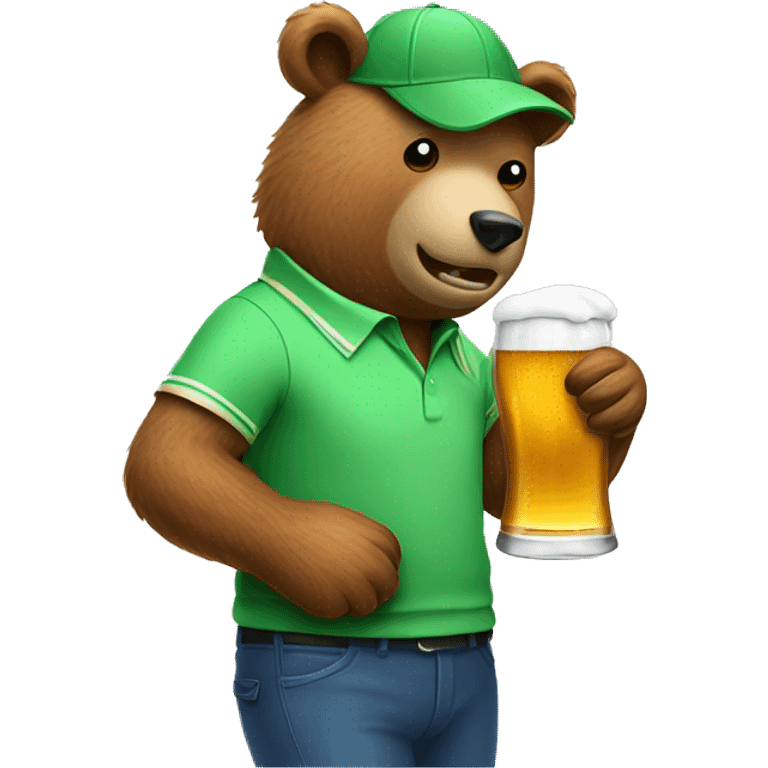 Bear drinking beer golfing emoji