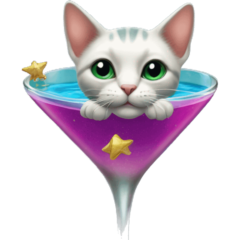 Mermaid cat inside martini glass emoji