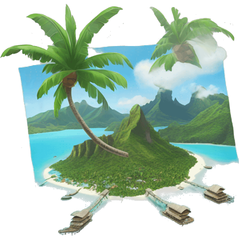 The island of Bora Bora located in French Polynesia in emoji style with the view of the whole archipelago emoji