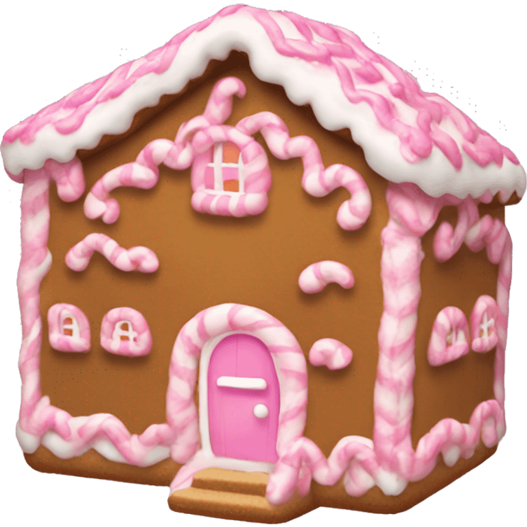 Pink coquette ginger bread house emoji