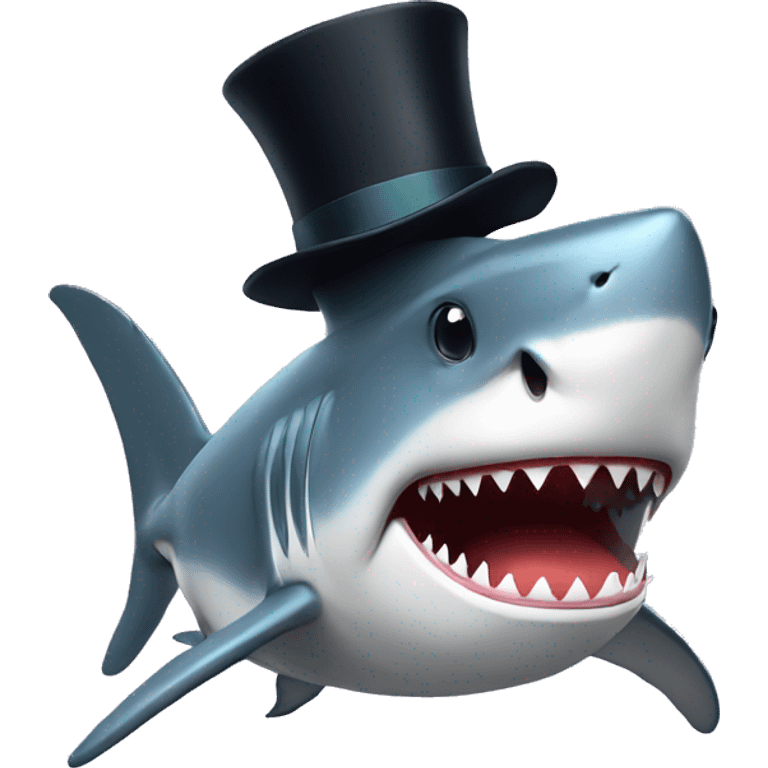 Shark with a top hat emoji