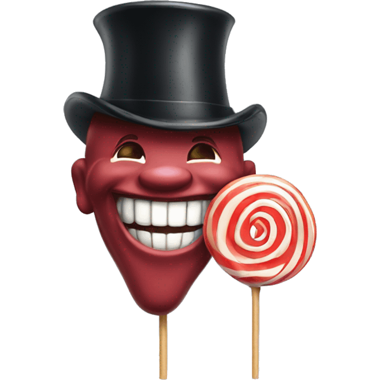 laughing boy with a tophat and lollipop emoji