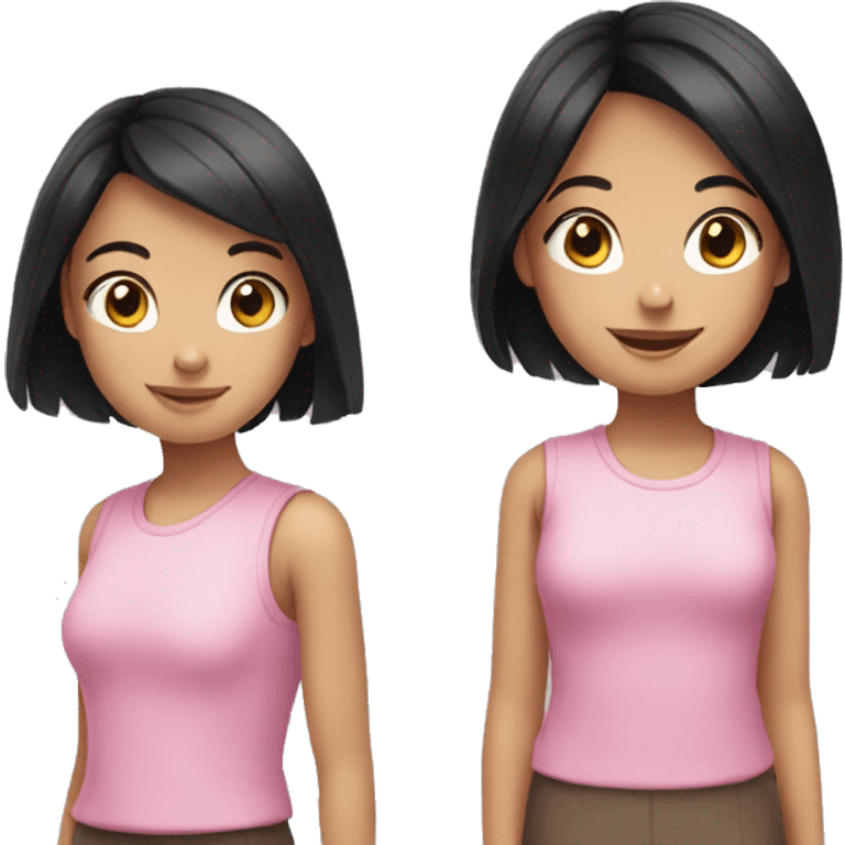 smiling girl with black hair and pink top emoji