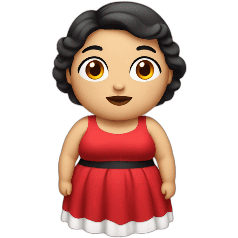 Fat woman with red dress with black hair emoji