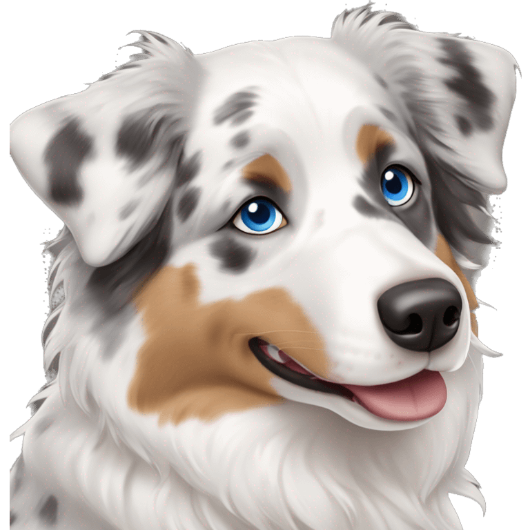 Double Merle Australian shepherd blue eyes black around eyes emoji