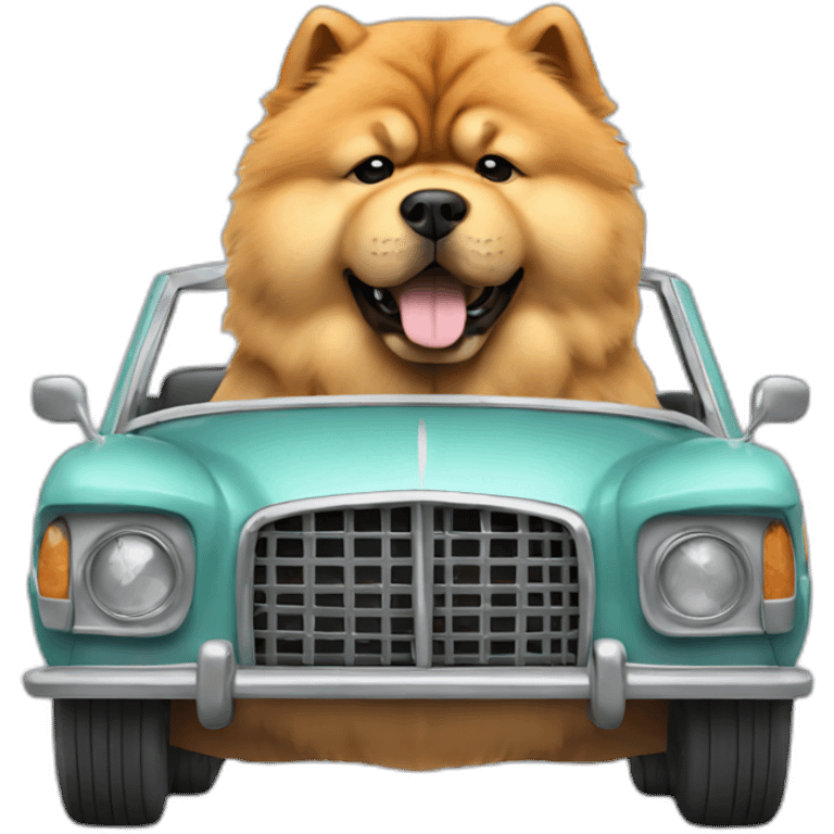 chow chow in a car emoji