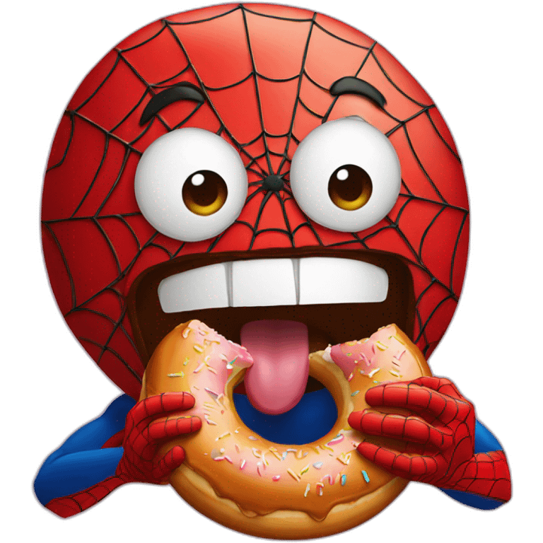 spiderman eating a donut emoji