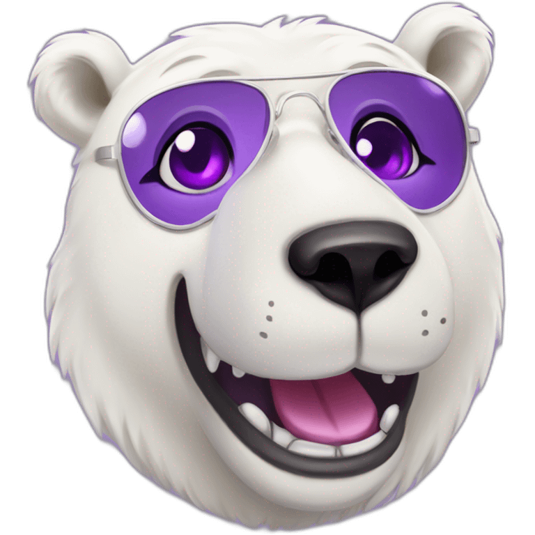 Happy Male Anthro polar bear purple eyes, drinking soda emoji