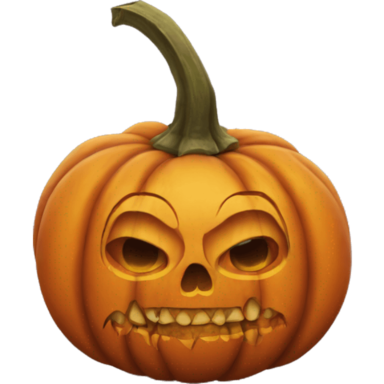 pumpkin with skull face emoji