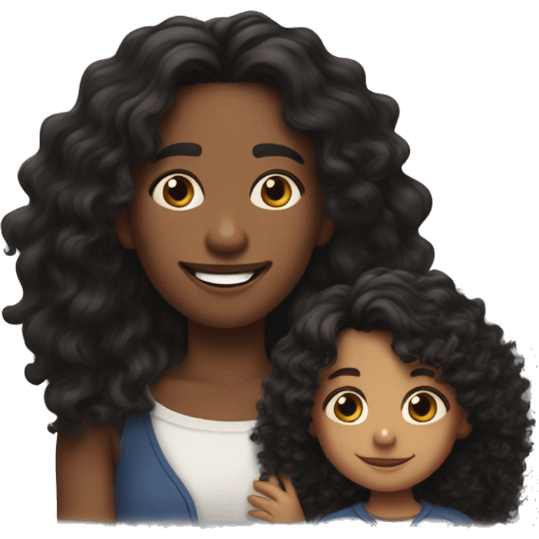 “Draw me with my 4-year-old son. I am a Colombian woman with long, naturally wavy black hair. My son is mixed French, Congolese, and Colombian. His skin is slightly darker than mine. He has curly hair on top and shorter hair on the sides.” emoji