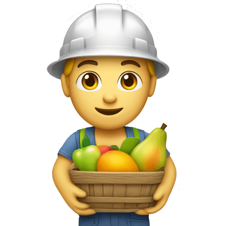 Caucasien Construction worker with a fruit basket emoji