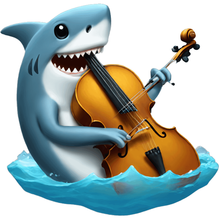 shark playing cello emoji