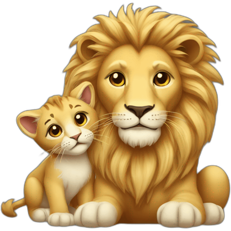 Lion with baby cat emoji