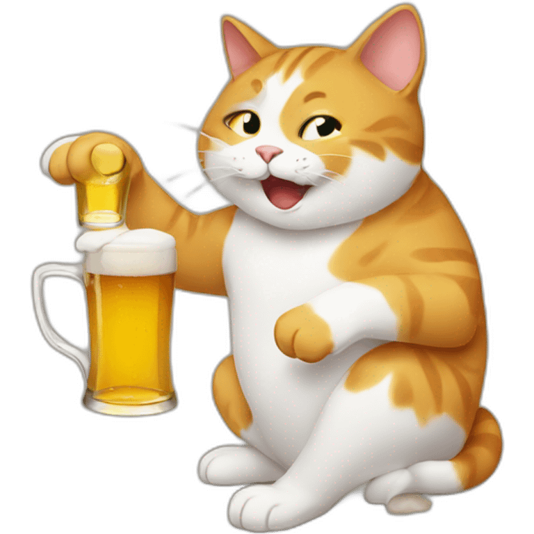 cat playing with beer emoji