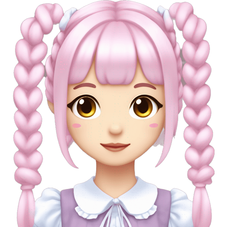 Shiny Blushing Cute Kawaii Pastel Lolita Anime Catgirl pigtails Trending Style Cottagecore Pastelcore  emoji