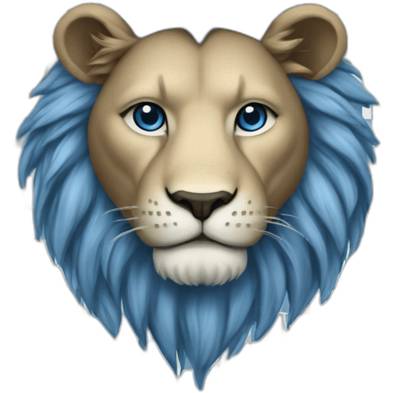 lion in mask blue-white checkerboard color emoji