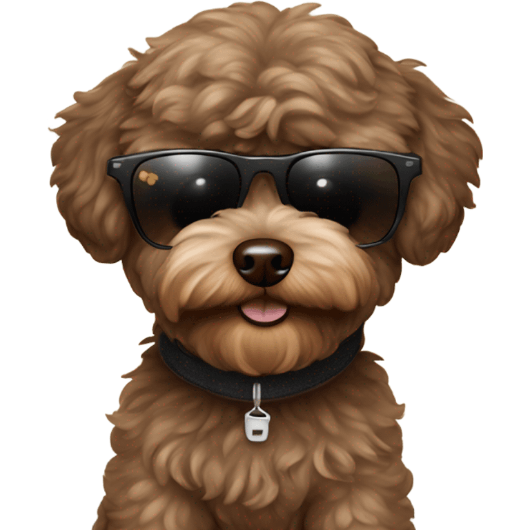 Dark brown maltipoo with sunglasses  emoji