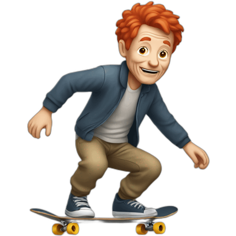 Old man, red hair, skateboarding emoji