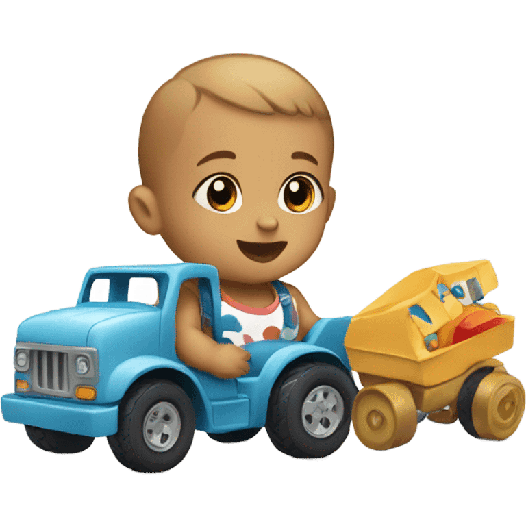 Baby with toy truck emoji