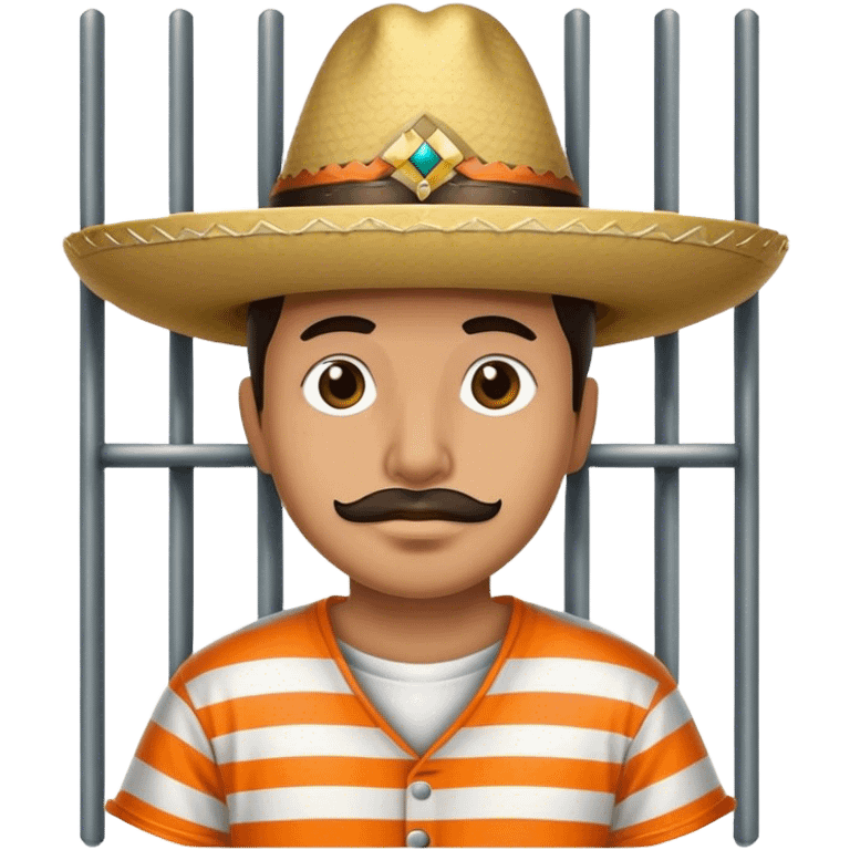 Prisoner in jail wearing sombrero  emoji