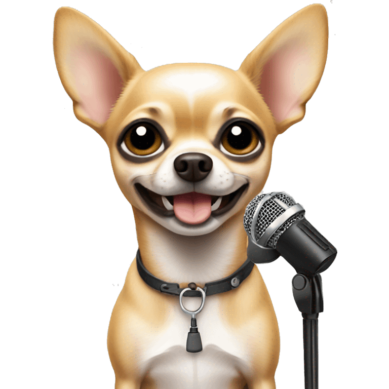 chihuahua singer with mic emoji