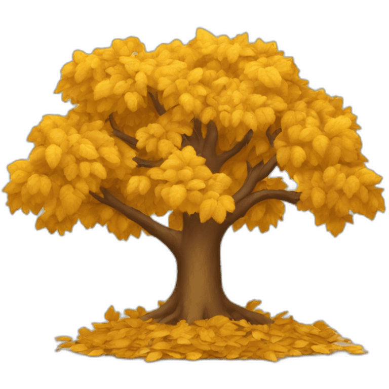 Golden tree with fallen leaves emoji