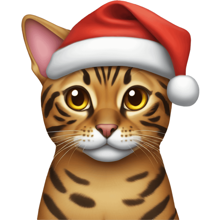 Bengal cat wearing Santa hat emoji