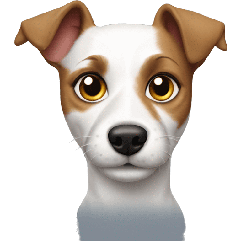 Jack russel terrier with black cat emoji