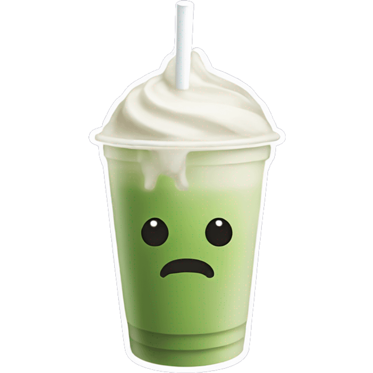 Iced matcha latte to go cup with straw no whip cream no face  emoji