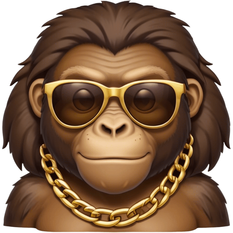 ape with big golden chain on the neck wearing sunglasses emoji