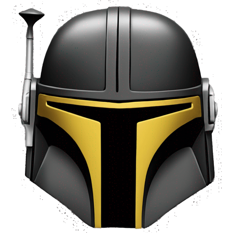 black and yellow mandalorian helmet with antenna emoji