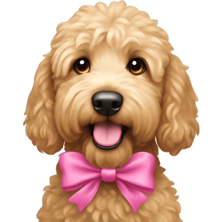 Goldendoodle with pink bow emoji