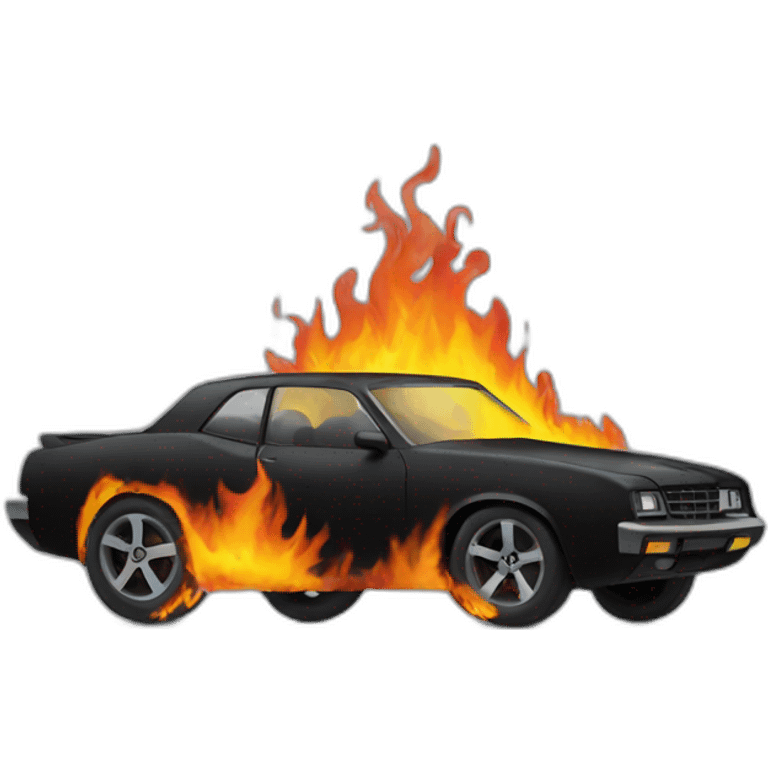 burning black car emoji