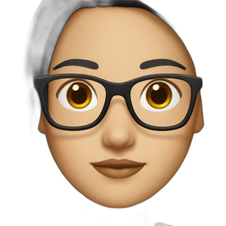 Create me a girl with shoulder length, black hair, and square glasses with brown skin emoji