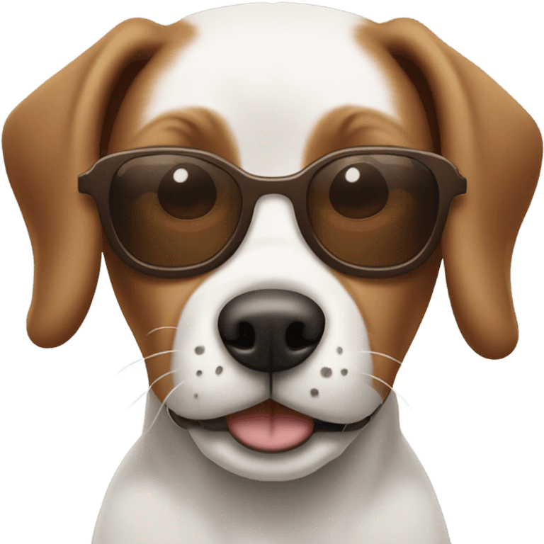 Brown and white dog with floppy ears wearing sunglasses  emoji