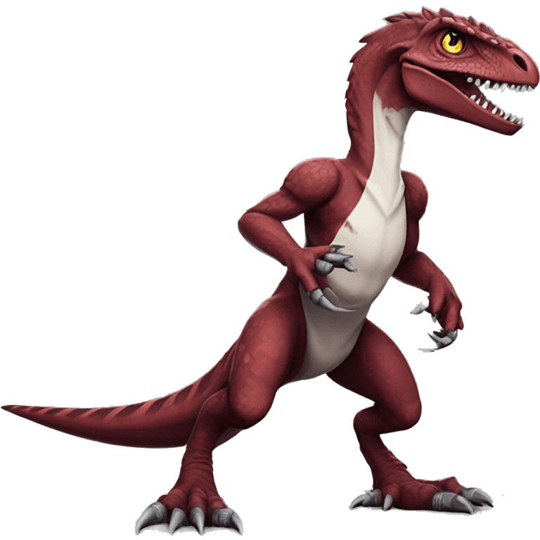 Maroon edgy badass modern handsome punk velociraptor-dragon-Digimon, full body emoji