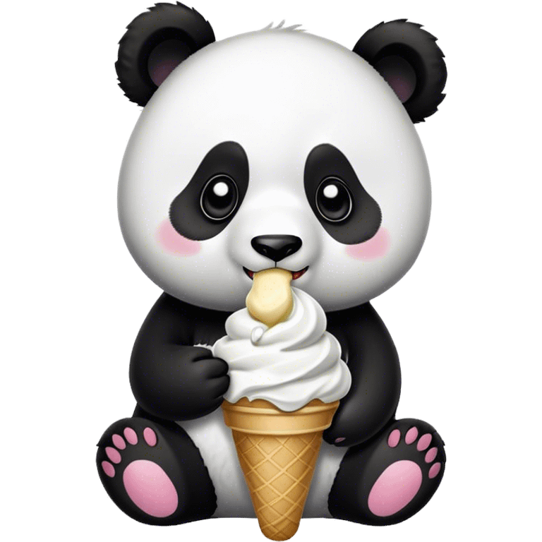 Panda eating ice cream emoji