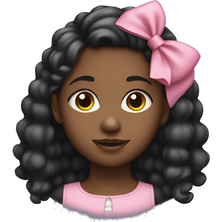 black girl with pink bow in a side ponytail  emoji