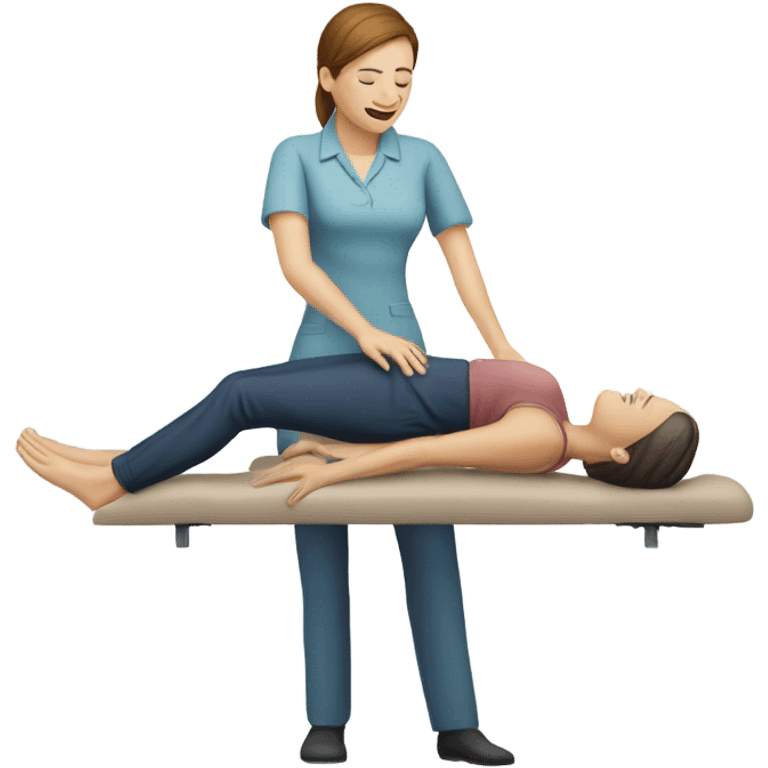 Female chiropractor adjusting patient’s back emoji