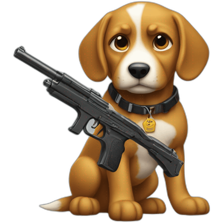 A dog with a gun emoji