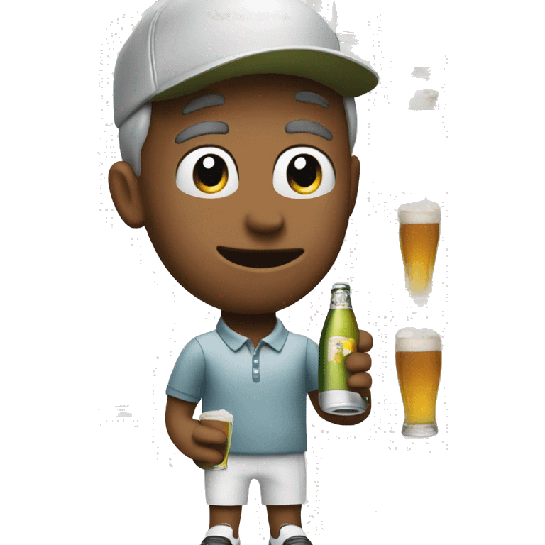 Golfer drinks beers emoji