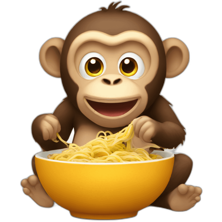 chubby monkey eating spaghetti emoji