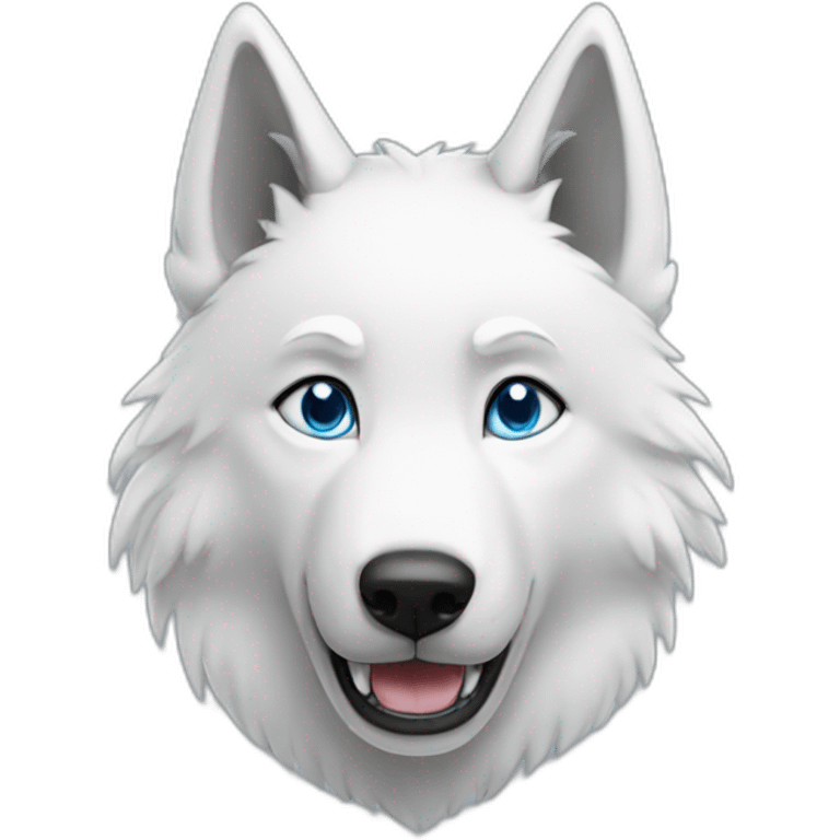 Happy White Wolf blue eyes short hairs emoji