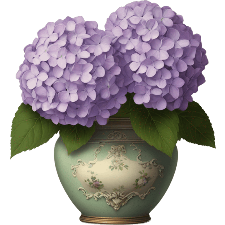 Lilac Hydrangeas in vintage vase emoji