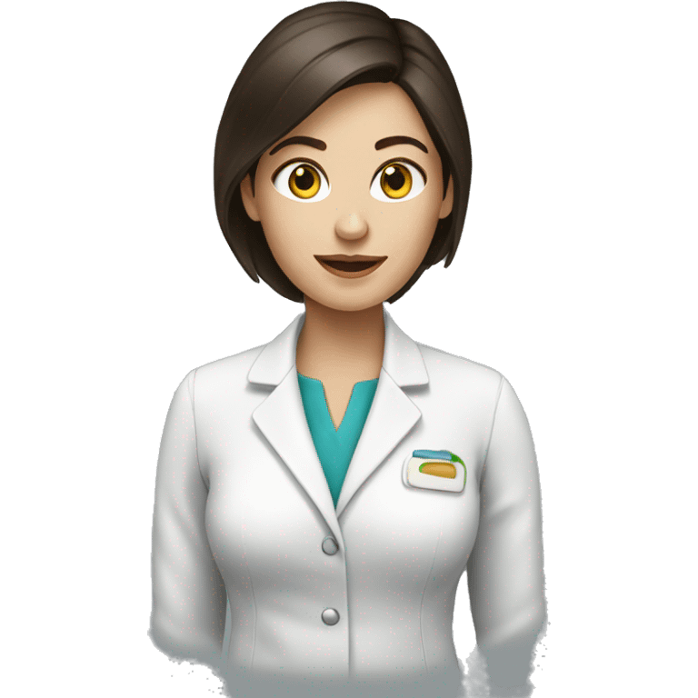 female brunette nutritionist with white skin emoji