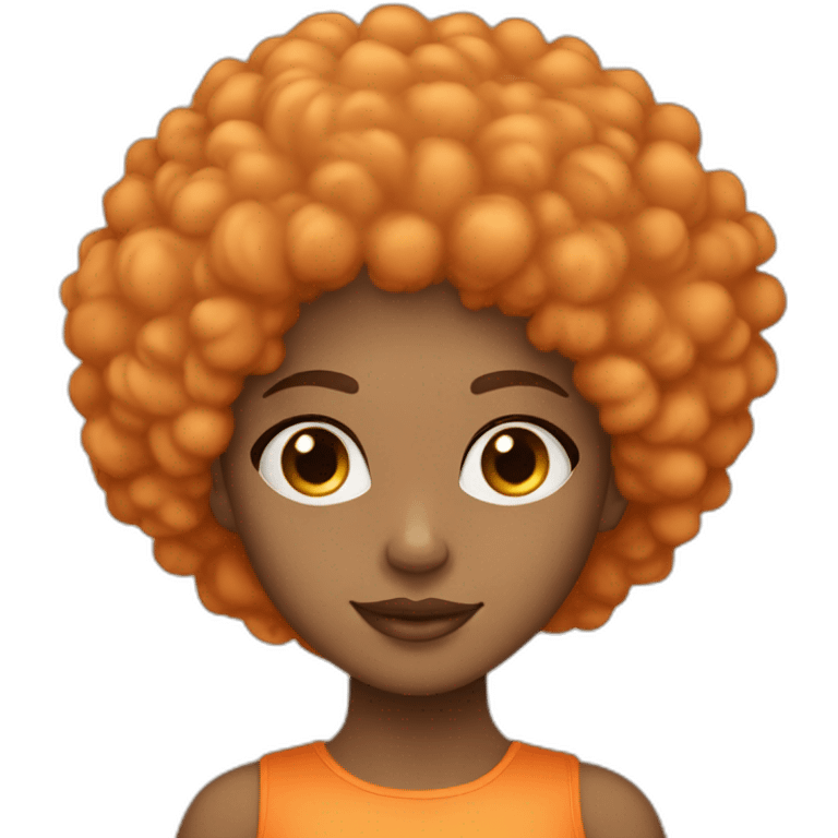 Light skin girl afro orange with heart shaped hands emoji